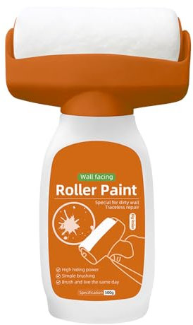 XPJBKC Wall Repair Roller Paint White, 500g White Paint Roller Touch Up, Wall Repair Roller Brush, Quick-Drying White Paint for Wall, Solve Graffiti, Stains, Yellowing on White Surface