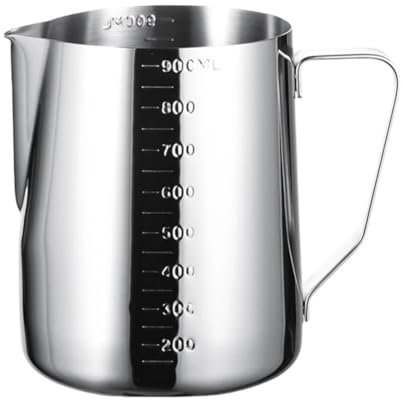 Tazza con schiuma di latte, bricco for caffè, bricco for caffè da 350/600/900 ml, bricco for latte in acciaio inossidabile con scala graduata, accessori da cucina e caffetteria(900ml)