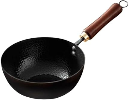 Amagogo Cast Iron Milk Pot with Long Handle Soup Container Porridge Cooking Vessel Butter Melter for Camping Stovetops, 20cm