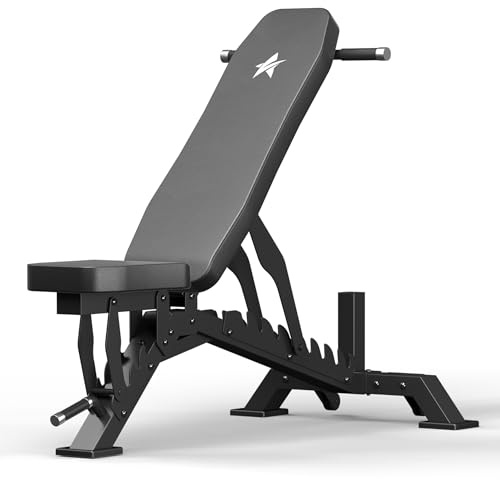 STACOO Weight Bench, Adjustable Workout Bench for Home Gym Full Body Workout, 1300LBS Weight Capacity Bench Press, Flat/Incline Bench with 33 Extra-Long Backrest & Wheels