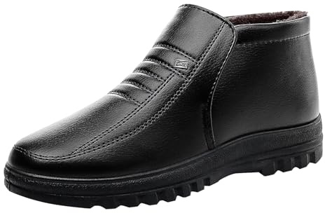 Stivali da uomo in pelle per uomo, alla moda, per il tempo libero, comodi e alti, con suola antiscivolo, scarpe formali, leggeri, Nero , 45