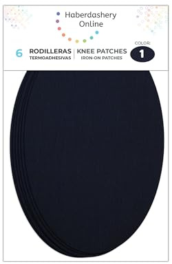 6 Navy Iron-On Fabric Repair Patches – Knee & Elbow Patches for Clothes, Trousers, Jackets, Sweaters & Shirts, 16 x 10 cm