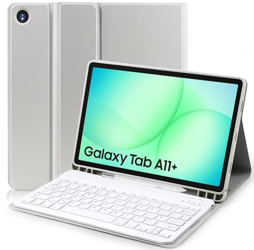 YUEJIDZ Capa com Teclado para Samsung Galaxy Tab Tab A11+ / A9+ 11 Pulgadas,Bluetooth espanhol Ñ Teclado Capa protetora para Teclado removível com suporte lápis para Samsung Galaxy Tab A11 Plus