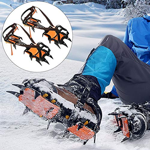 Jeanoko 12-tandade Fjäderklo Stegjärn för Halkfria Skor Skydd Utomhustillbehör Idealisk för snö- och Isaktiviteter Gjorda Av Slitstarkt Stål