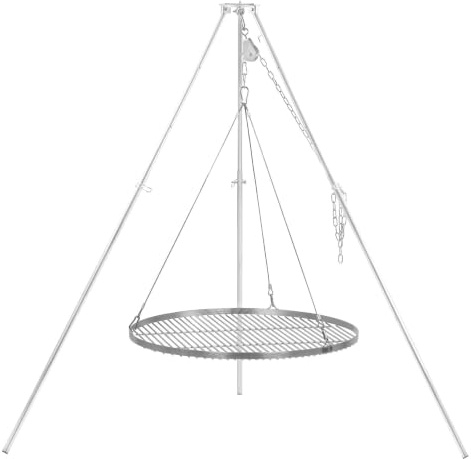 BBQ-Toro Barbacoa giratoria con tres patas de 70 cm de diámetro, hierro galvanizado, altura regulable 119 – 184 cm, trípode para brasero, parrilla giratoria sin brasero, barbacoa de jardín