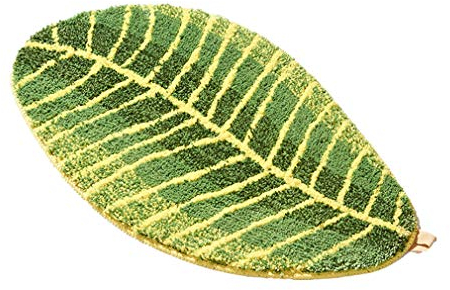 KRUIHAN Badvorleger Grün- Home Badematte Grün Blatt Badezimmer Teppich rutschfeste Badematte Wasserabsorption Teppich für Bad Küche Wohnzimmer Schlafzimmer 45 * 75cm
