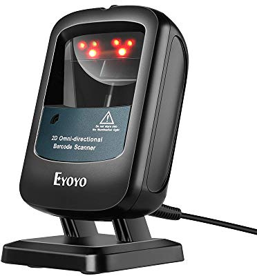 Eyoyo 2D Hands-Free Barcode Scanner, Omnidirectional USB Wired Desktop Barcode Reader 1D 2D PDF417 Data Matrix Bar Code Reader with Automatically Scanning for Retail Store Supermarket Mall Business