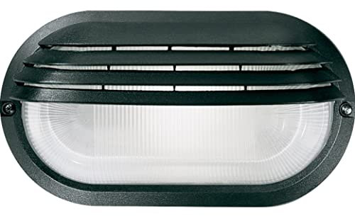 kippen 4205S - Plafoniera Ovale con Palpebra Nera in Poliammide, Dimensioni: 20x12x10 cm