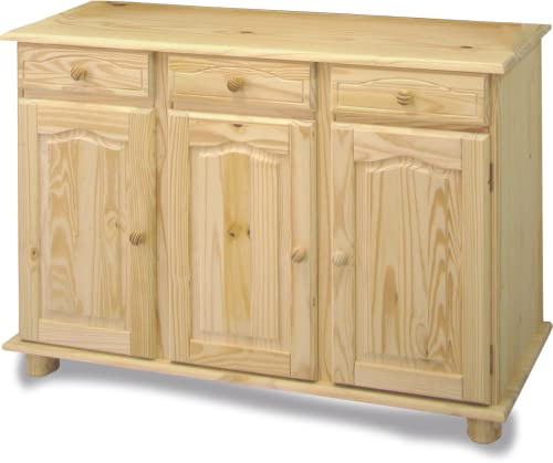 Dogar Altea aparador de 3 Puertas y 3 cajones 86x130x42 cm, AltoxAnchoXfondo, Acabado sin barnizar Mueble Fabricado en Pino Madera de Macizo