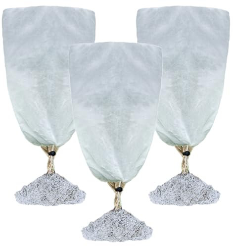 3 Packs 120x80CM Frost Protection for Plants,Reusable Plant Covers Winter Freeze Protection with Drawstring,Tree Jacket Blanket for Cold Frost Freeze Bird Insect Prevention