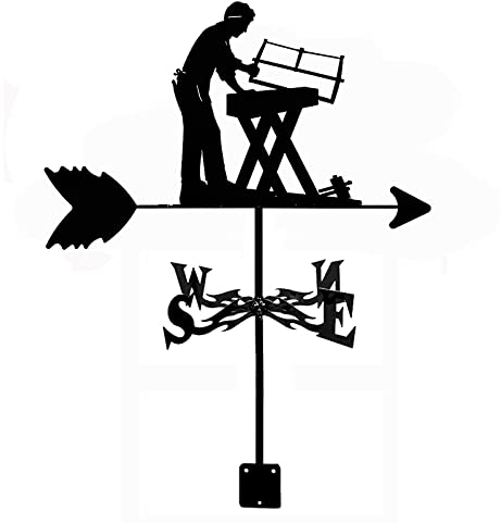 WIQUYBML Wetterfahne für Garten, Zimmermann, Kutscher, Katze, Metall, Edelstahl, Windrichtungsanzeiger, Outdoor-Farm, Windfahne der Hof-Eisenkunst, Dachdekoration, Stil 1