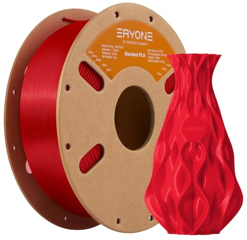 ERYONE PLA Filament 1.75 mm, 3D Drucker Filament PLA, Maßgenauigkeit +/- 0,03 mm 1 kg/Spule, China Rot