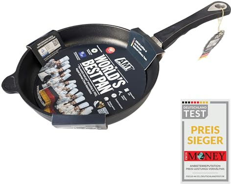 AMT Gastroguss The World's [.] Stekpanninduktion, 24 cm, 5 cm djup, formgjuten aluminiumstekpanna, induktionsspishäll, Lotan non-stick beläggning för matlagning med låg fett, omelettpanna, AMZN-I-524