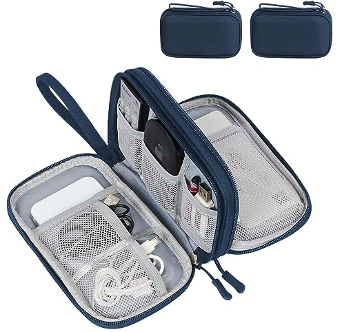 FYY Kabeltasche,Elektronik Tasche Organizer,Kabelorganizer Kabel Etui Elektronik Zubehör Organizer Tasche Universaltasche für Accessories Handy Ladekabel,Powerbank,USB Sticks,SD Karten,3layer,2Blau