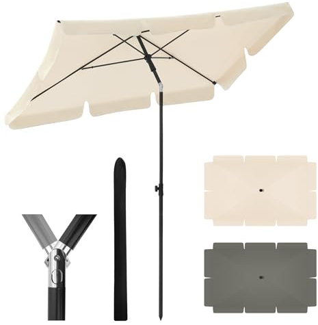 WOLTU Sombrilla Jardín, Parasol Terraza Inclinable, Sombrillas Terraza 2x1,2 m, Sombrilla Playa Jardin Piscina Balcon, Parasol Grande para Exterior, Tela 160 g/m², Proteccion Contra UV, Beige