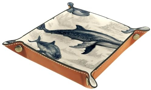 Retro-Wal-Meerestier-Organizer, dickes PU-Leder, zusammenklappbar, Schmuckkästchen und Schlüsselablage