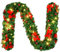 9FT Christmas Garland Decorations, 2.7M Wreath Garlands Decorations Xmas for Fireplaces Stairs, Christmas Garlands with Lights, Red Flower and Red Ball, Holiday, Wedding Party Decoration