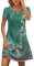 Zeagoo Women's Bohemian Sundresses Holiday Summer Puff Sleeve Dress Casual Loose Crew Neck Knee Length Tshirt Dress Green Floral L