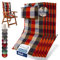Beautissu 5er Set Premium Hochlehner Auflage Kopfpolster 120x50cm Sun-HL – 8cm Dick Polster Gartenstuhlauflage rutschfest Befestigungsbänder UV-Lichtechtheit 5 – Robust Stoff Orange Beige kariert