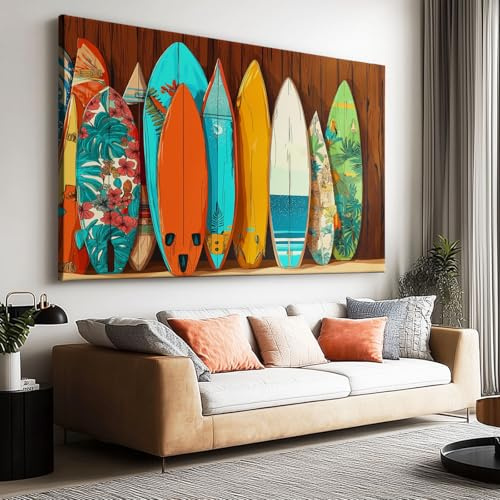 Générique Peinture à l'huile Cartoon Style Affiche Toile Art Mural Peinture, Tableau sur Toile Bois Planches de Surf pour Décoration de Salon Décoration d'intérieur 140 x 70 cm (L x l) Sans Cadre