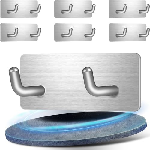 Vehepeay 6 Piezas Ganchos Adhesivos para Pared, 6mm Colgadores Adhesivos Resistentes Acero Inoxidable, Ganchos Adhesivos de Gancho Adhesivo Pared Aguanta hasta 15kg