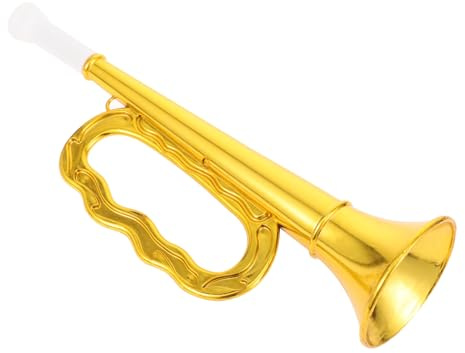 POPETPOP Jouet Trompette Garçon Et Filles Plastique Doré Taille Moyenne, Instrument Musical Éducatif, Jouet D’éveil pour Bébé, Fête Et Anniversaire, Trompette Compacte Sûre Et Légère