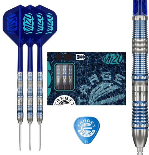 Target Japan Mizu Series Steel Tip Darts, 23G Barrel 02 | 90% Tungsten Darts, K-Flex No.2 Flights & Shafts, Swiss Nano Points & SP Tool Included