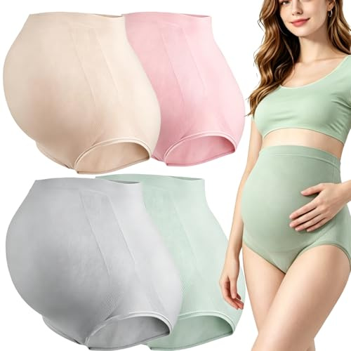 SHENYI 4 Pcs Maternity Knickers For Women, High Waist Stretchable Pregnancy Panties, Soft Overbelly Maternity Briefs（XL） Multicolor