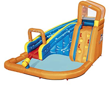 Bestway H2OGO Turbo Splash Water Zone Water Park | Outdoor Mini Water Park with Built-In Slide, Water Gun and Climbing Wall for Kids and Adults