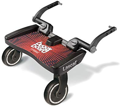 Lascal BuggyBoard Maxi, Kinderbuggy Trittbrett mit großer Stehfläche, Kinderwagen Zubehör für Kinder von 2-6 Jahren (22 kg), kompatibel mit fast jedem Buggy und Kinderwagen, rot