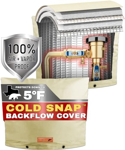 Redford Supply Co. Cold Snap (5°F) Backflow Preventer Insulation Cover, 36W x 24H, Pipe Insulation, Water Sprinkler Covers for Outside, Sprinkler Backflow Cover for Winter, Well Pump Bag (Beige)