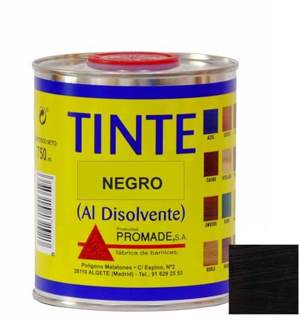 Promade - Tinte al disolvente para teñir la madera. Tonos de madera y colores vivos y modernos (375 ml, Negro)