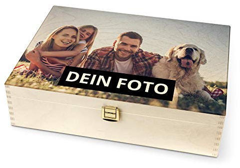 PhotoFancy® – Holzbox mit Foto selbst gestalten – Individuelle Holzbox Personalisieren und Bedrucken (Groß)