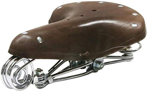 TentHome Sella per bicicletta in pelle vintage sella a molla elicoidale per uomo donna caffè