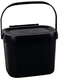 Addis Eco 100% Plastic Everyday Kitchen Food Waste Compost Caddy Bin, 4.5 Litre, Recycled Black, 518816