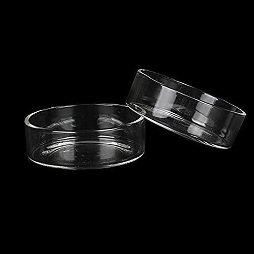 JIHUOO 3 Pcs Clear Glass Reptile Feeding Dish Food Water Bowl Feeder Bowl Cup Basin Tray Container for Small Pets Reptile