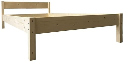 LIEGEWERK Holzbett Bett mit Kopfteil Massivholzbett 90x200 cm Einzelbett 90cm Holz massiv Bettgestell H67-37 (90 x 200)