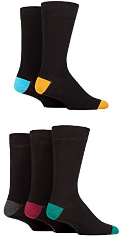 SockShop Mens Contrast Heel and Toe Bamboo Socks Pack of 5 Royal Black Heel and Toe 7-11