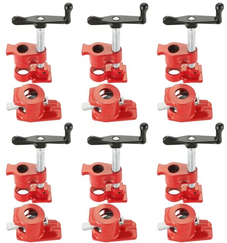 Acymner Wood Gluing Pipe Clamp Set | 1/2 Heavy Duty Woodworking Cast Iron Pipe Clamps Quick Release Pipe Wood Clamps (6 Pack, 1/2)