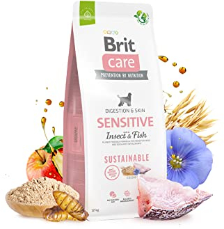 Brit Care Sustainable Adult Sensitive Insect & Fish 12kg Hypoallergenes Trockenfutter für Erwachsene Hunde Aller Rassen Hochwertiges Hundefutter