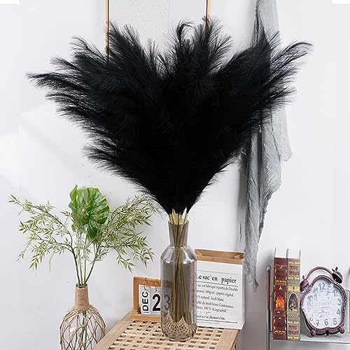 Wttisel 38 10 Stems Pampas Grass Tall - Black Faux Pampas Grass Artificial Tall Pampas Grass Bouquet Flower Arrangement and Vase Filler for Boho Home Wedding Mothers Day Decoration