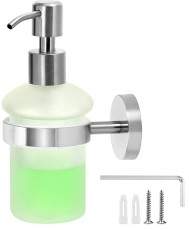 QWORK® Dispenser di sapone a parete, dispenser di sapone per doccia, acciaio inossidabile 304, adatto per gel doccia, sapone per le mani