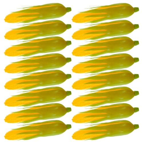Taiyin 16 Pcs Plastic Artificial Corn Lifelike Corn Cob Fake Realistic Vegetable Stalks Simulation Vegetable Decorations Imitation Maize Decoration for Photo Prop, Green, Yellow
