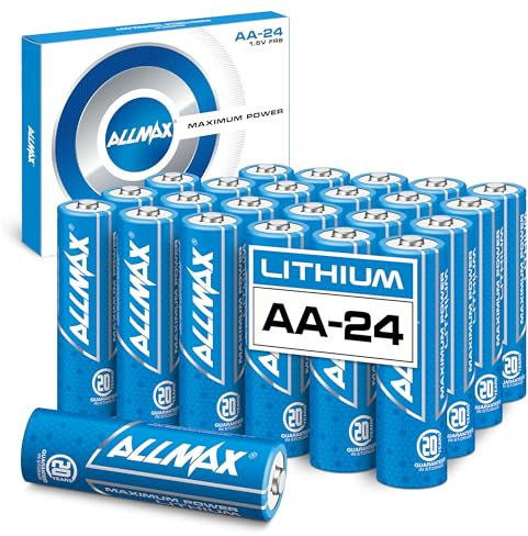 Allmax AA Mignon (FR6) Maximum Power Lithium Batterien (24 Stück) – Längste Lebensdauer, auslaufsicher, 20 Jahre Haltbarkeit, ultimative Leistung, perfekt für Blink Sicherheitskameras (1,5 V)