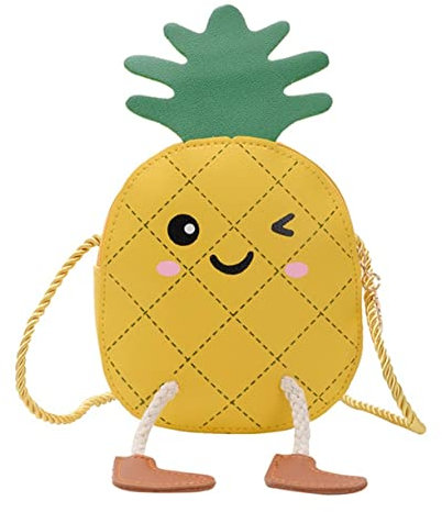 WOFASHPURET Kuriertasche Geldbörse Kleine Cartoon-Tasche in Fruchtform Damen Geldbörse Tasche Umhängetasche Für Damen Und Mädchen Mit Früchten Brieftasche Kleine Frucht Kind Ananas