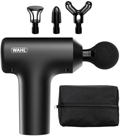 Mini Massage Gun, Cordless, Powerful, Travel Sized, 6-Speed Settings, Black, Rechargeable, Long-Lasting Battery, 4 Attachment Heads, Sport Recovery, Full Body