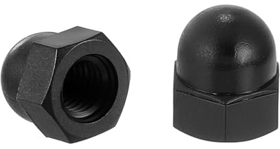 sourcing map M8x1.25 Acorn Cap Nuts, 100Pcs Nylon Dome Cap Head Acorn Nut Hardware Nuts for Bolt Cover, Black