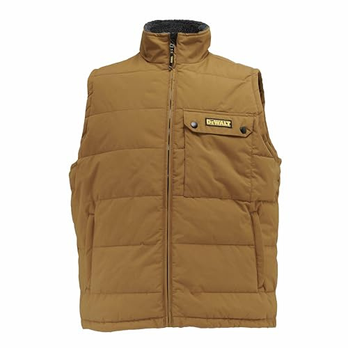 DEWALT Guildford Men's Borg Fleece Lined, Water Resistant, Puffer Work Gilet, Dijon, Large