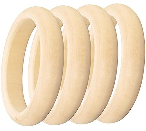 NUOBESTY 4stücke Unbemalte Holzarmbänder Für Diy Holzschmuck Holzhandwerk Mit Holzkreisen Für Basteln Von Holzarmbändern Und Individuelle Armbändergestaltung
