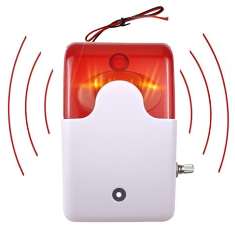 Taikuwu 12V Blitzsirene mit 110dB Alarm - Lautstarker Blitzalarm für Sicherheitssysteme | Stroboskop Blinklicht | Einstellbare Lautstärke | Wandmontage | ABS-Gehäuse